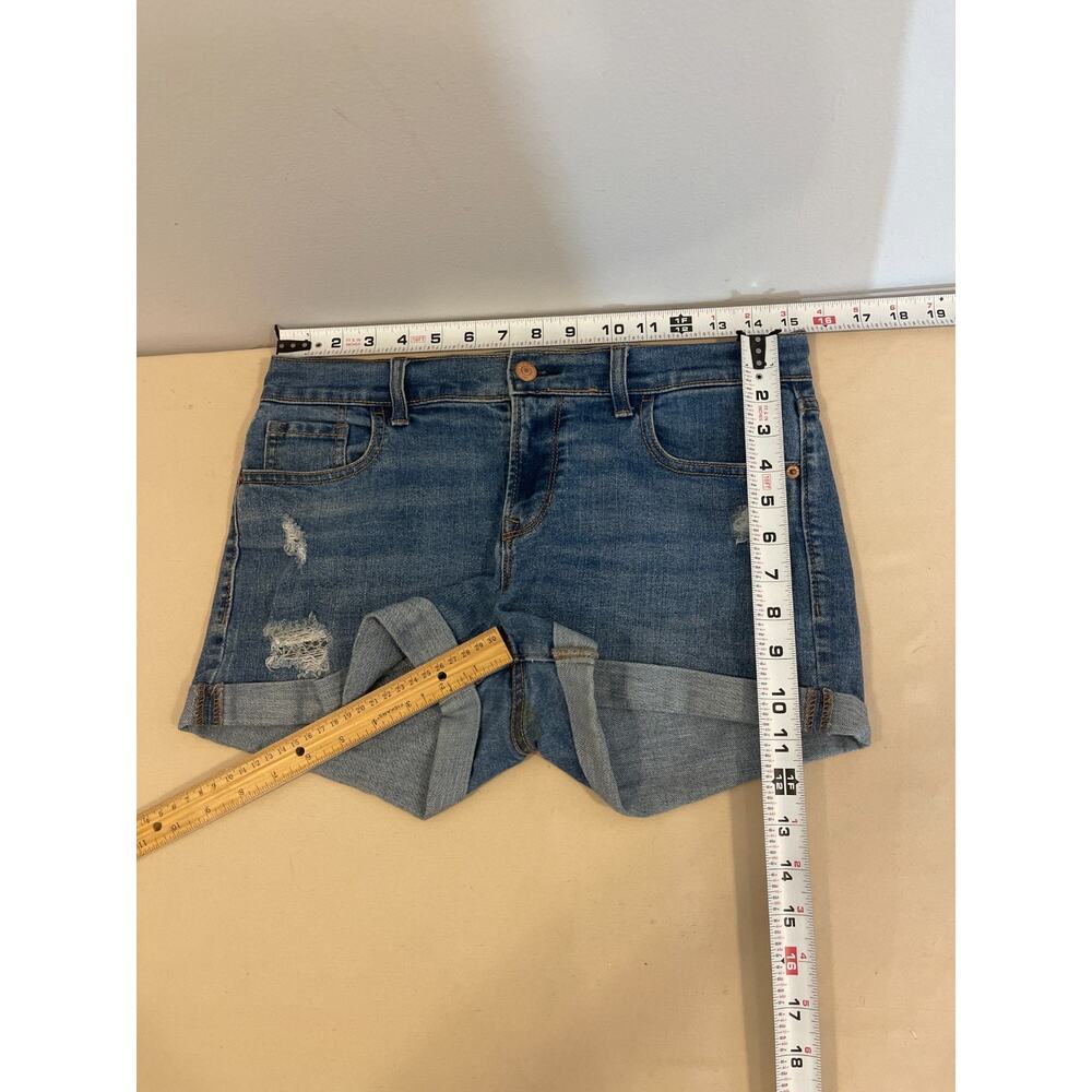 Old Navy Shorts Women's Size 4 Blue Denim Distressed Normcore Cuffed Preppy - Picture 5 of 5